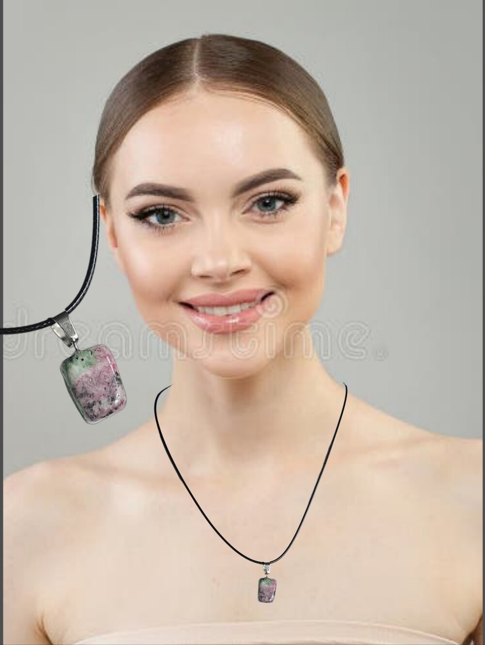 Natural Stone Pendant with Black Cord Necklace NWOT